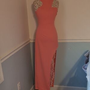 Hello Molly Coral Asymmetrical Lace Dress - 12